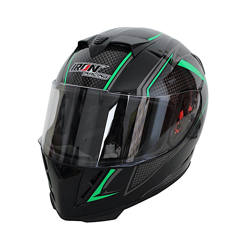 CASCO CERRADO DOT NEGRO MATE FIBRA-VERDE L