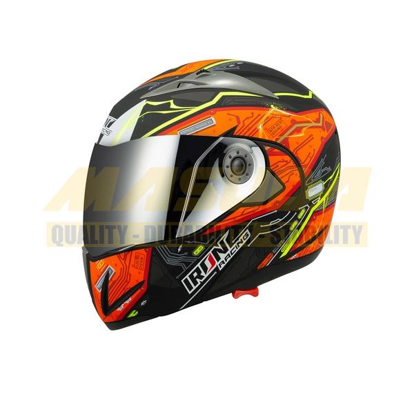 CASCO ABATIBLE DOBLE MICA DOT ELEKTRO NEON-NARANJA M