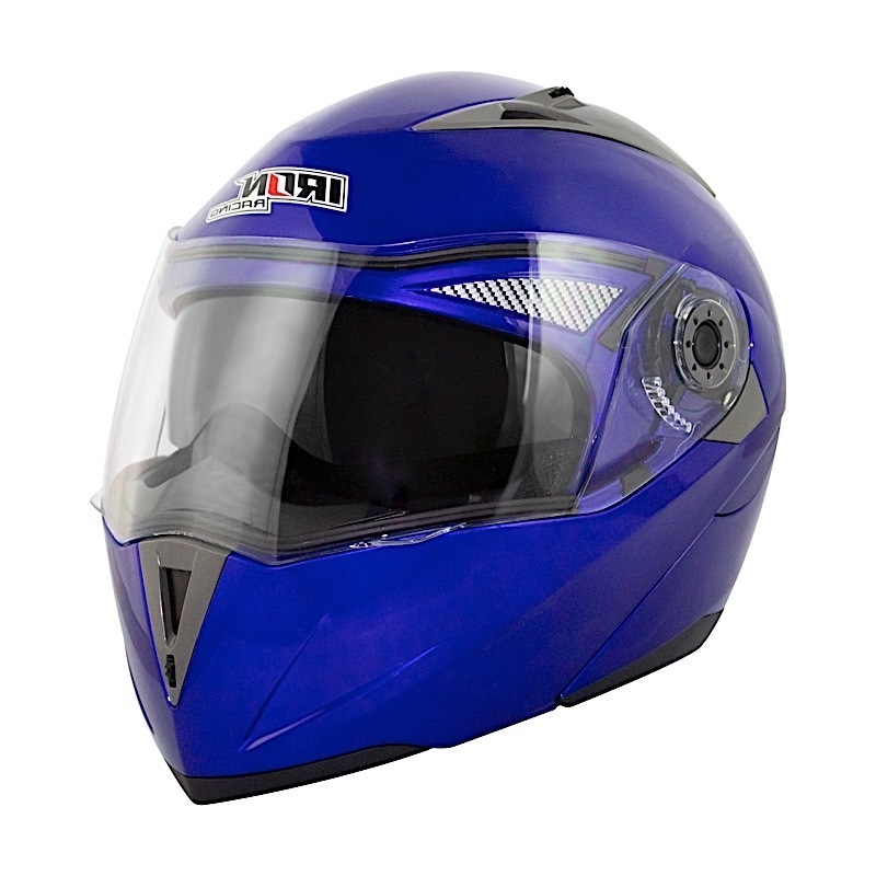 CASCO ABATIBLE DOBLE MICA DOT LISO AZUL M