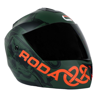 CASCO RODA REVENGE VERDE/NARANJA MATE VIKINGO MICA HUMO ABATIBLE L