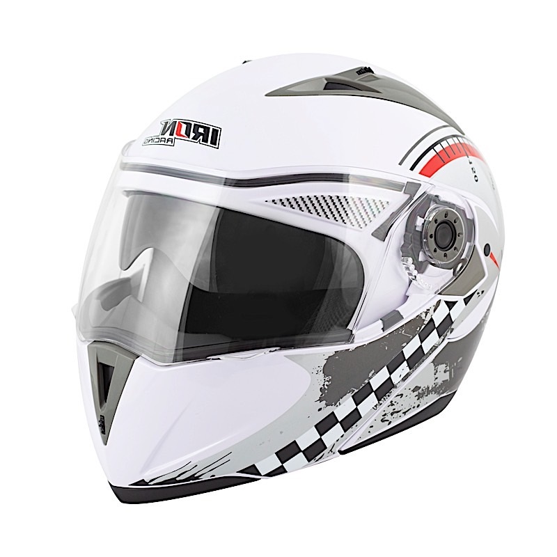 CASCO ABATIBLE DOBLE MICA DOT COLOR LISO BLANCO COMPETENCIA  XXL